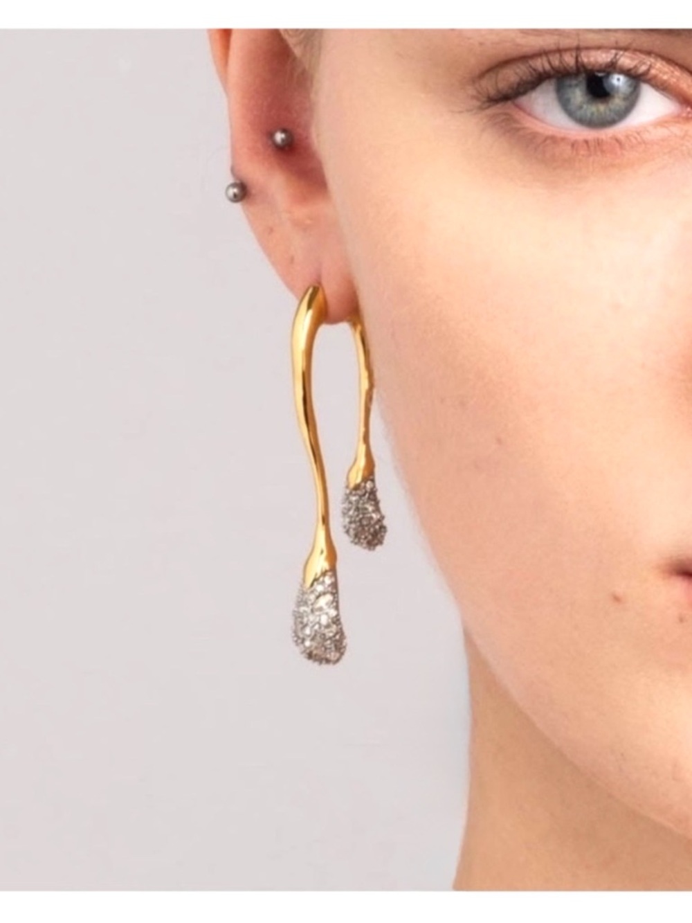ALEXIS BITTAR Crystal Front Back Earrings Gold Clear CZ AP18